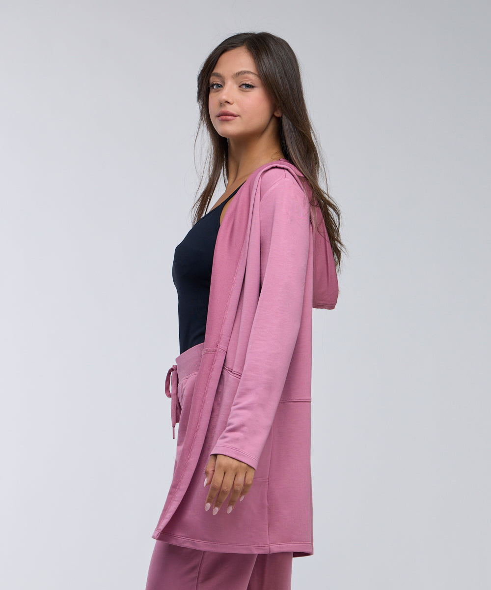 קרדיגן ארוך עם קפוצ'ון