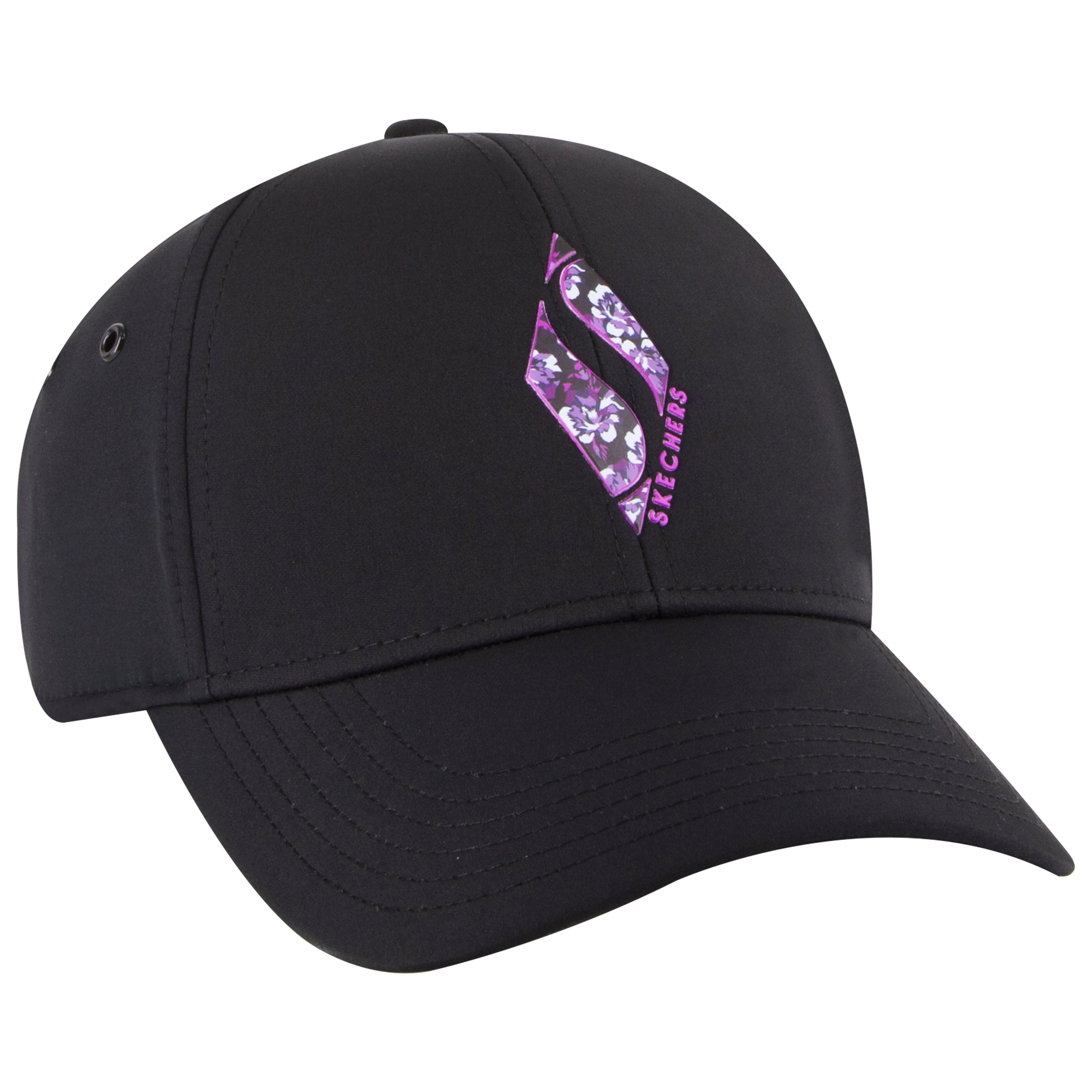 כובע שחור עם לוגו פרחוני