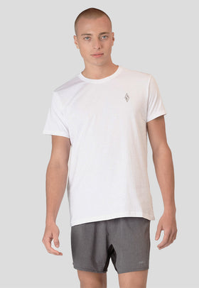 טישירט כותנה עם צווארון עגול צבע: לבן