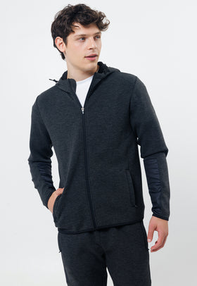 ג'קט אינטרלוק עם קפוצ'ון צבע אפור