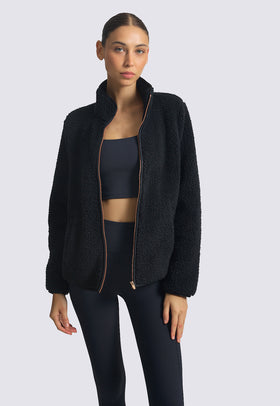 ג'קט פליז צבע שחור