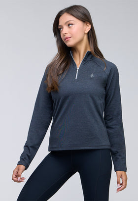 עליונית אימון ארוכה חצי רוכסן צבע: שחור