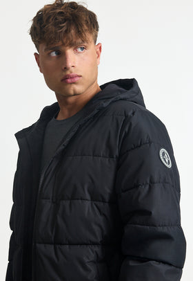 מעיל עם קפוצ'ון צבע שחור