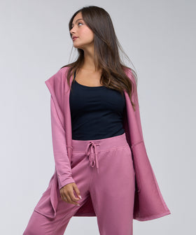 קרדיגן ארוך עם קפוצ'ון צבע: סגול