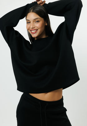 סווטשירט קרופ צבע שחור