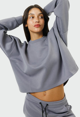 סווטשירט קרופ צבע אפור כהה