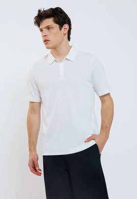 חולצת פולו קצרה צבע לבן