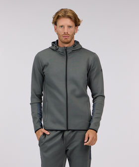 ג'קט אינטרלוק עם קפוצ'ון צבע אפור כהה