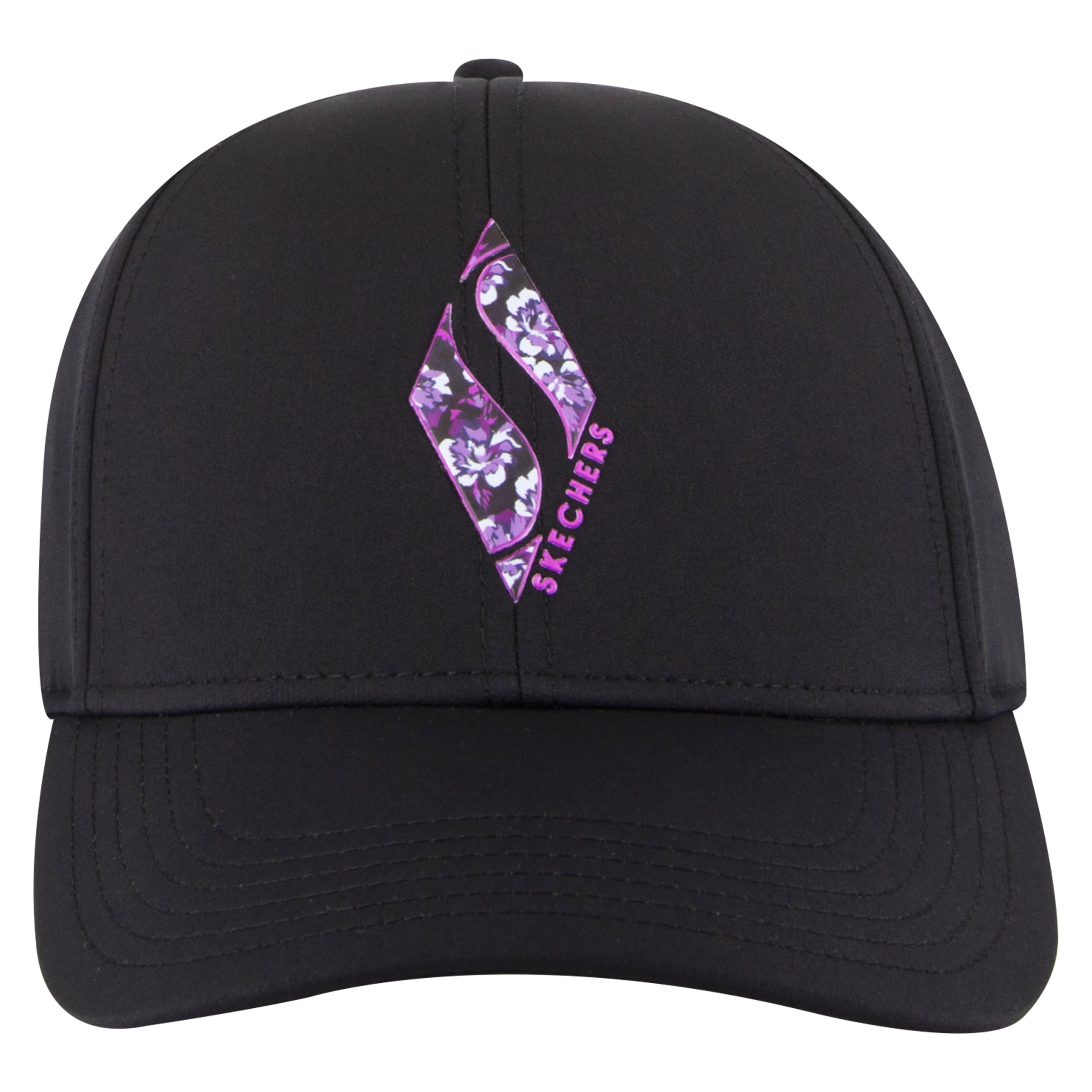 כובע שחור עם לוגו פרחוני