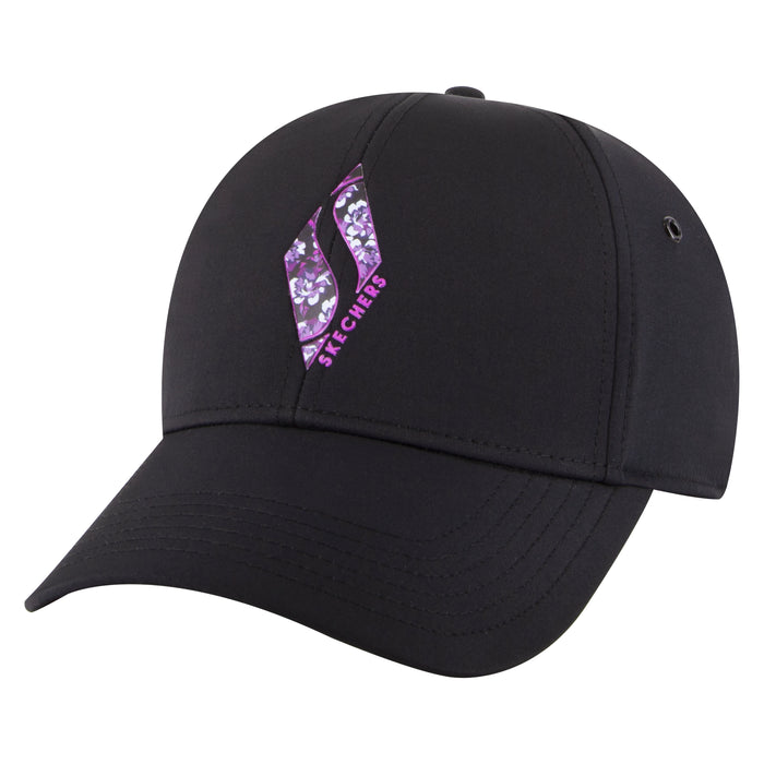 כובע שחור עם לוגו פרחוני